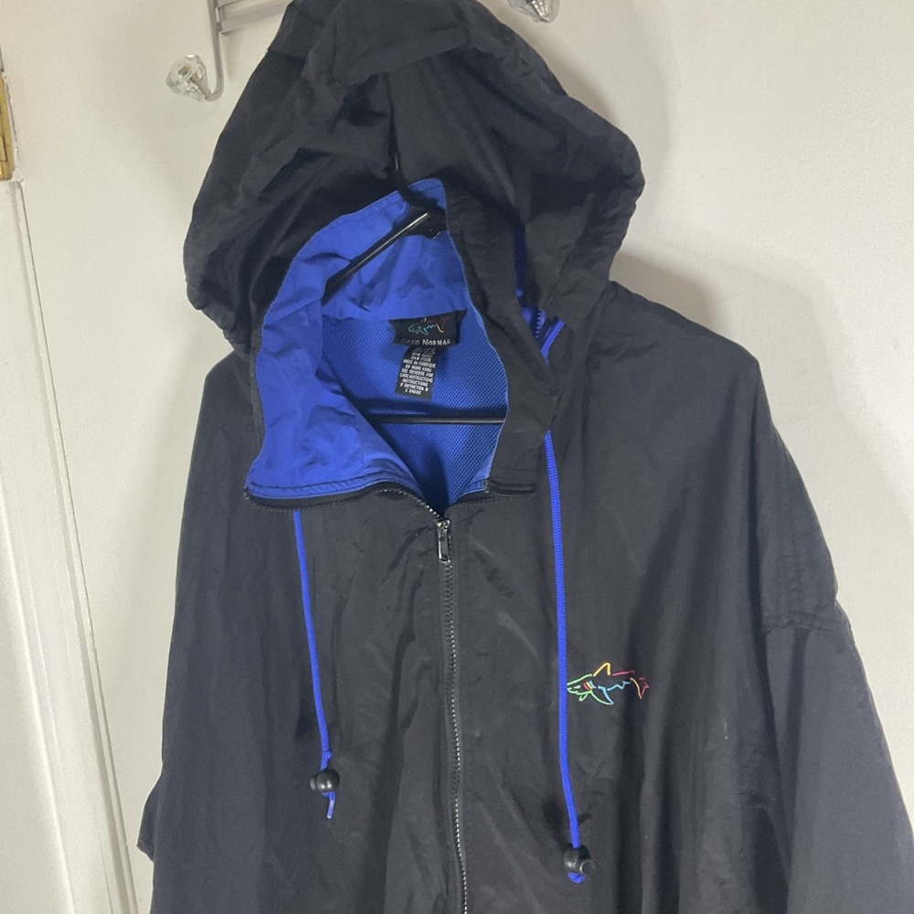 Greg Norman Jacket Adult XLarge XL Black Blue Shark Golf  Full Zip Coat Mens